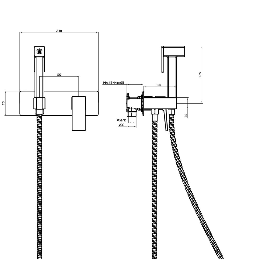 Смеситель скрытого монтажа для гигиенического душа Splenka S01.52.03, золотой сатин — изображение 2