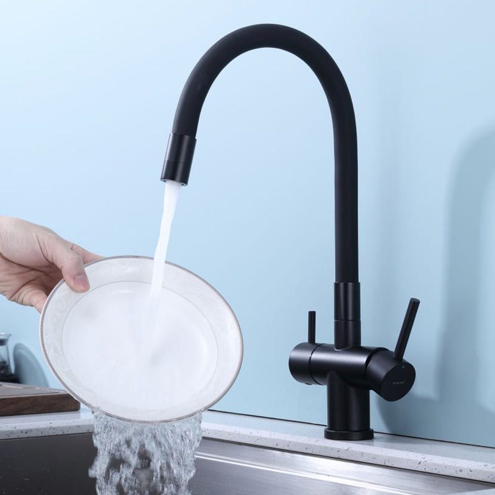 Смеситель для кухни под фильтр с гибким изливом Splenka S70.64.06, чёрный — изображение 5