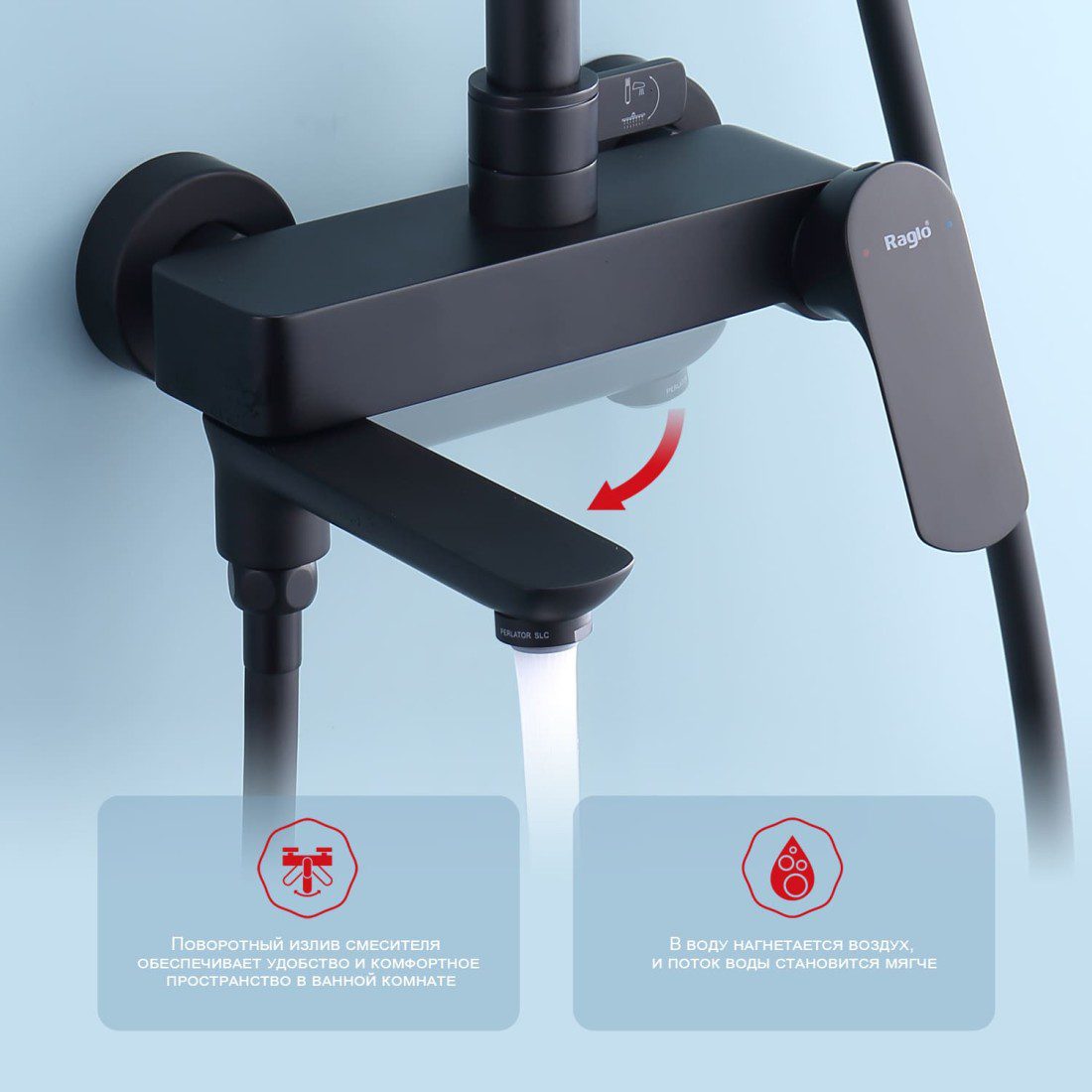 Душевая система Raglo R03.24.06, чёрный — изображение 14