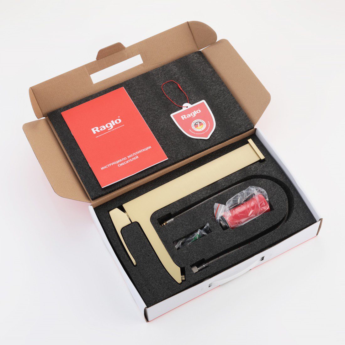 Смеситель для умывальника Raglo R01.15.03, золотой сатин — изображение 9