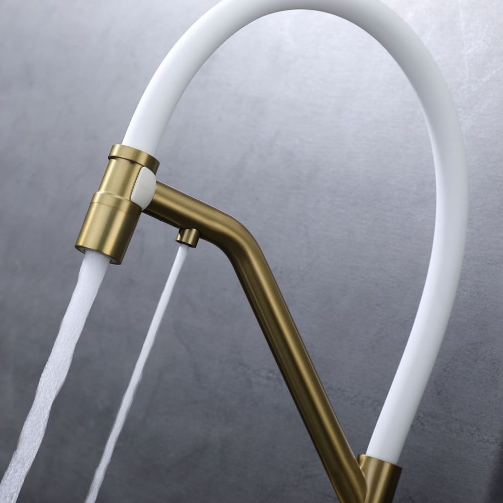 Смеситель для кухни под фильтр с гибким изливом Splenka S70.62.03, золотой сатин — изображение 9