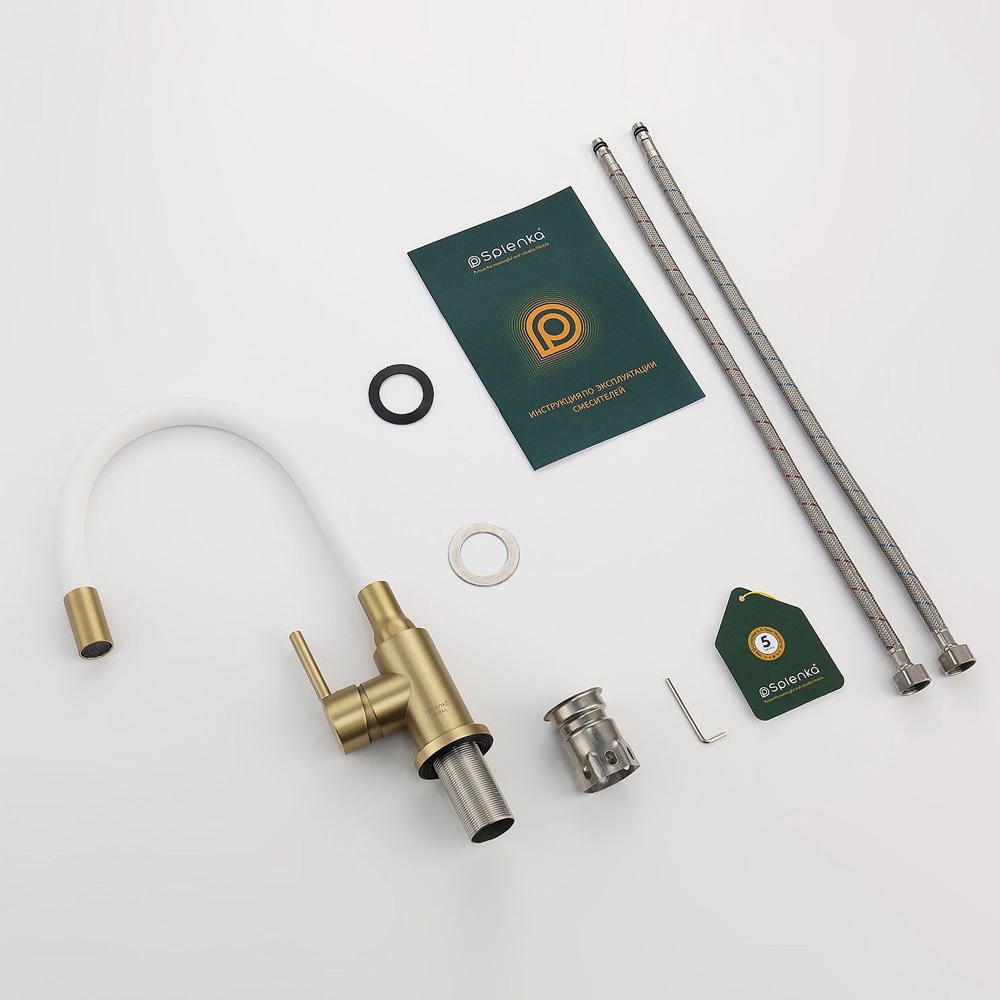 Смеситель для кухни с гибким изливом Splenka S201.4408.03, золотой сатин — изображение 7