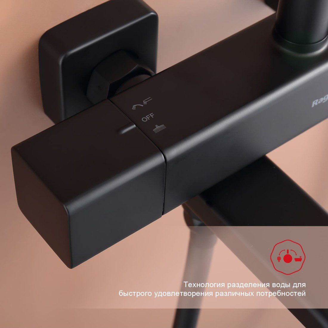 Душевая система с термостатическим смесителем Raglo R22.26.06, чёрный — изображение 10