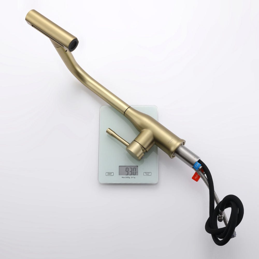 Смеситель для кухни с выдвижным изливом Splenka S206.49.03, золотой сатин — изображение 2