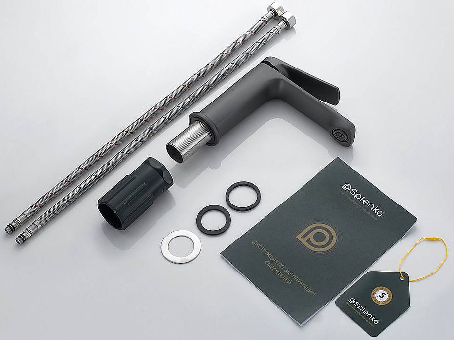 Смеситель для умывальника Splenka S40.10.07, серый — изображение 9