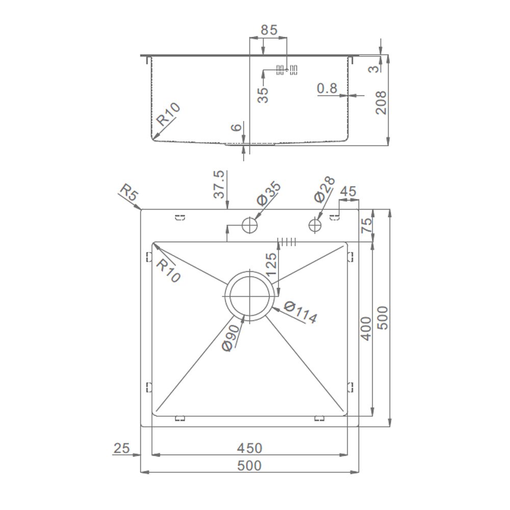 Кухонная мойка Raglo R700.5050.05, сатин — изображение 2