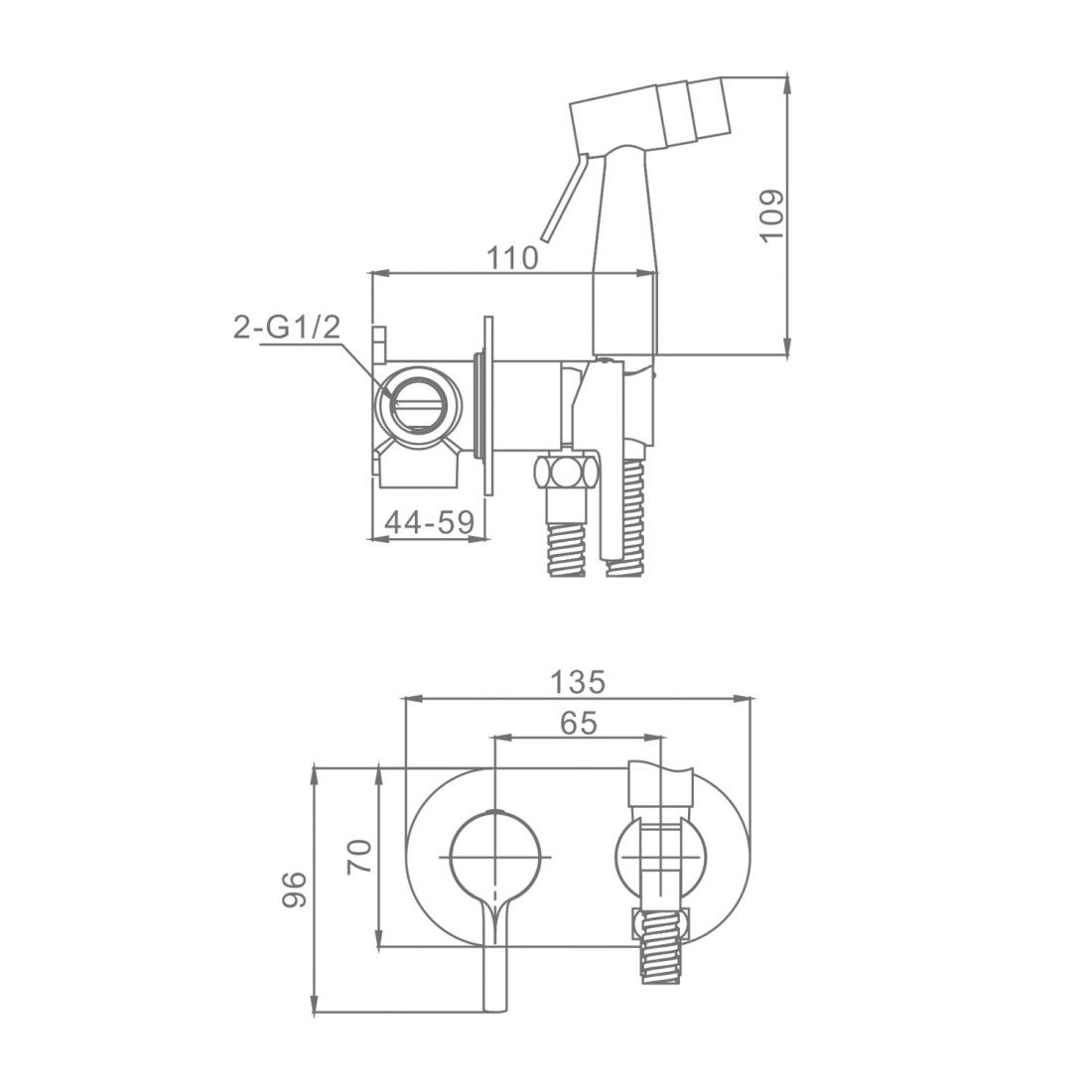 Смеситель скрытого монтажа для гигиенического душа Raglo R20.52.03, золотой сатин — изображение 11