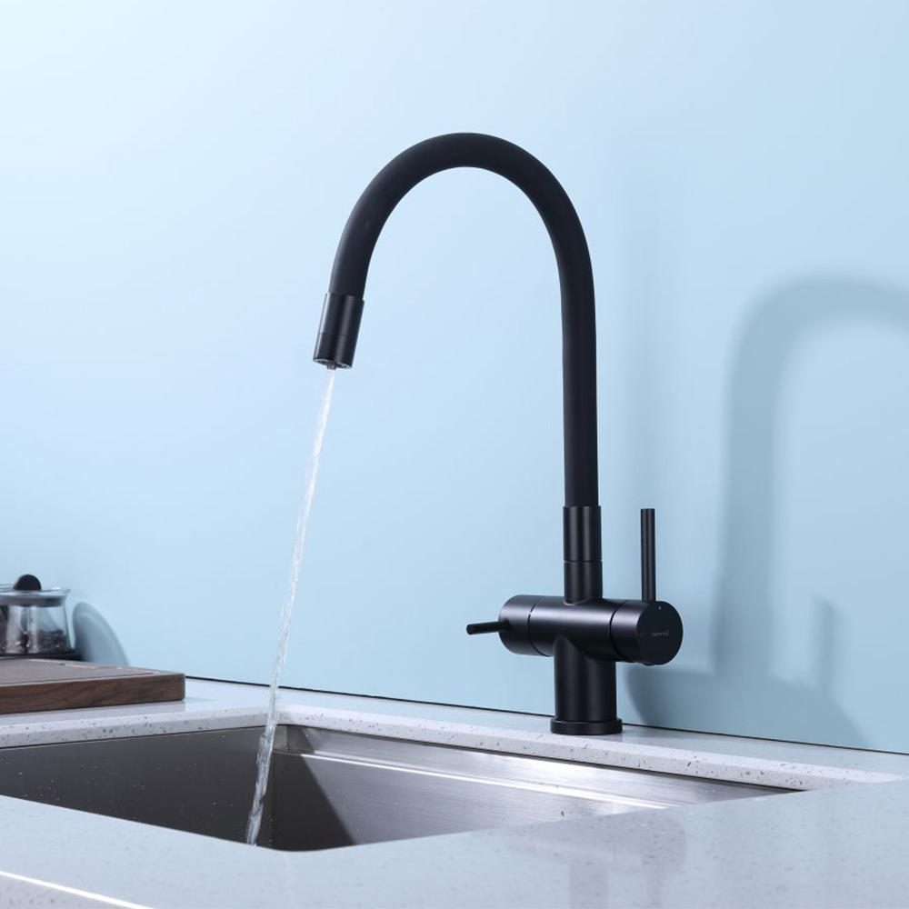 Смеситель для кухни под фильтр с гибким изливом Splenka S70.64.06, чёрный — изображение 4