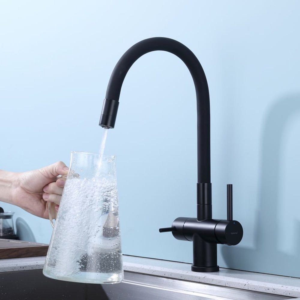 Смеситель для кухни под фильтр с гибким изливом Splenka S70.64.06, чёрный — изображение 6