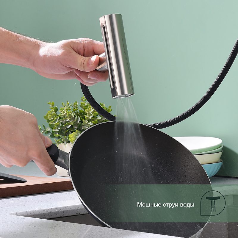 Смеситель для кухни с выдвижным изливом Splenka S206.49.05, сатин — изображение 10