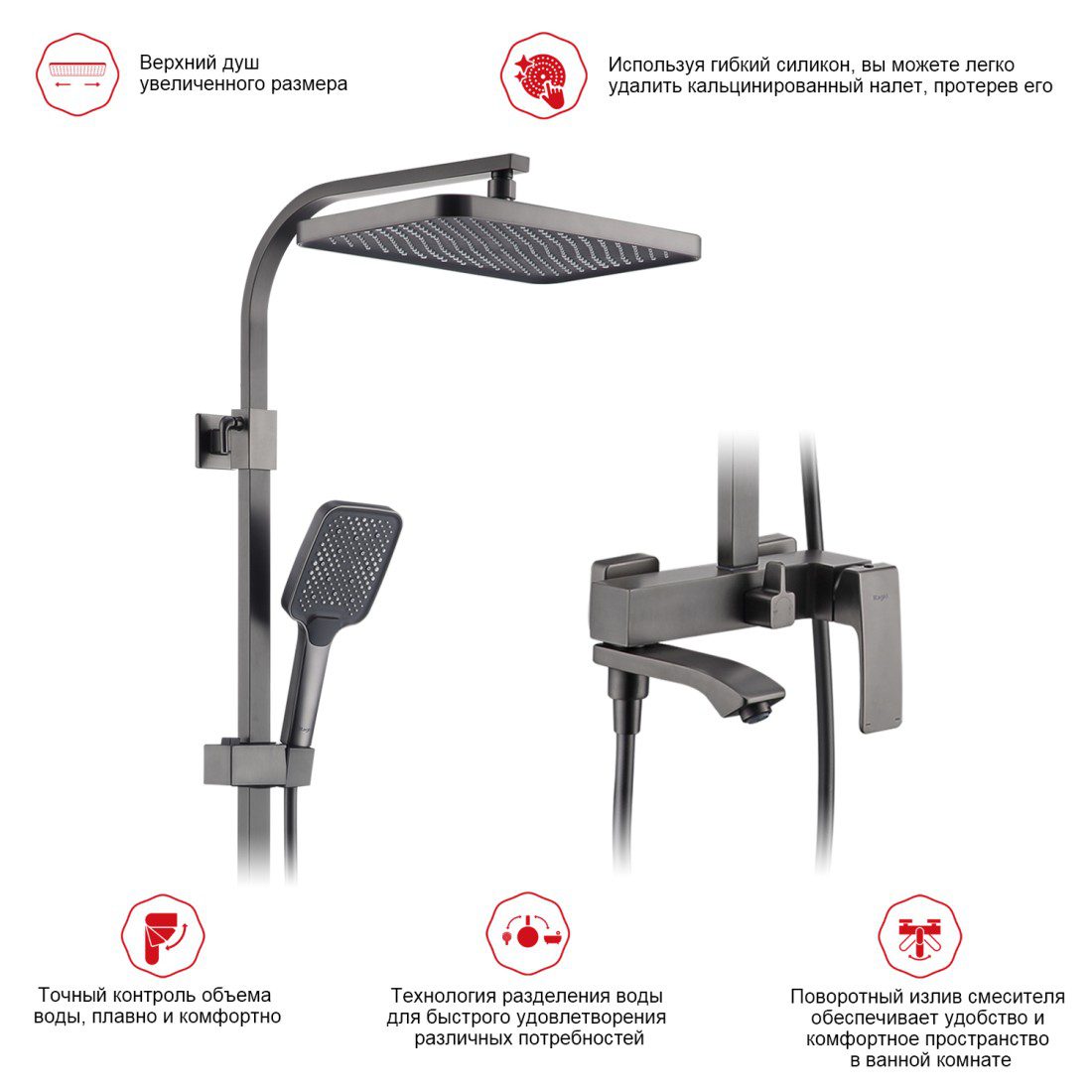 Душевая система с термостатическим смесителем Raglo R01.26.09, графит — изображение 11