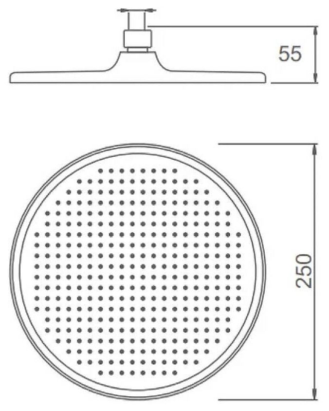 Верхняя лейка 25 см, тропический душ Splenka S451.50.06, чёрный — изображение 2