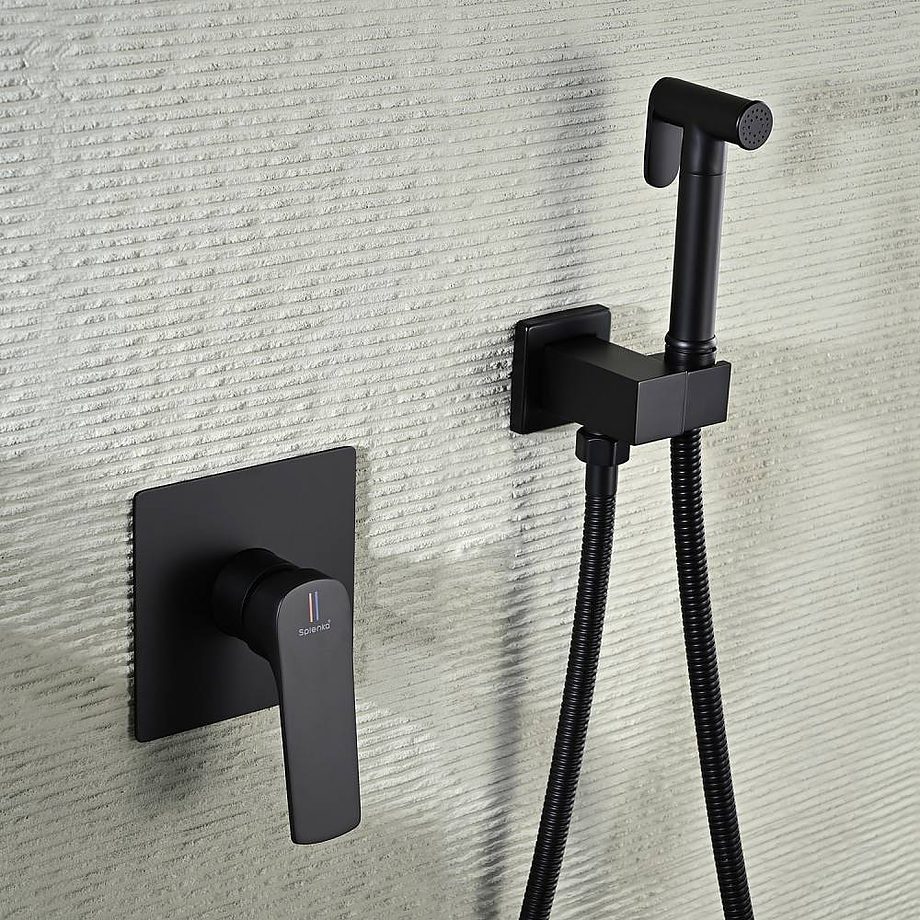 Смеситель скрытого монтажа для гигиенического душа Splenka S30.53.06, чёрный — изображение 4