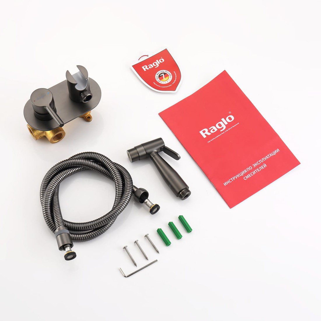 Смеситель скрытого монтажа для гигиенического душа Raglo R20.52.09, графит — изображение 3