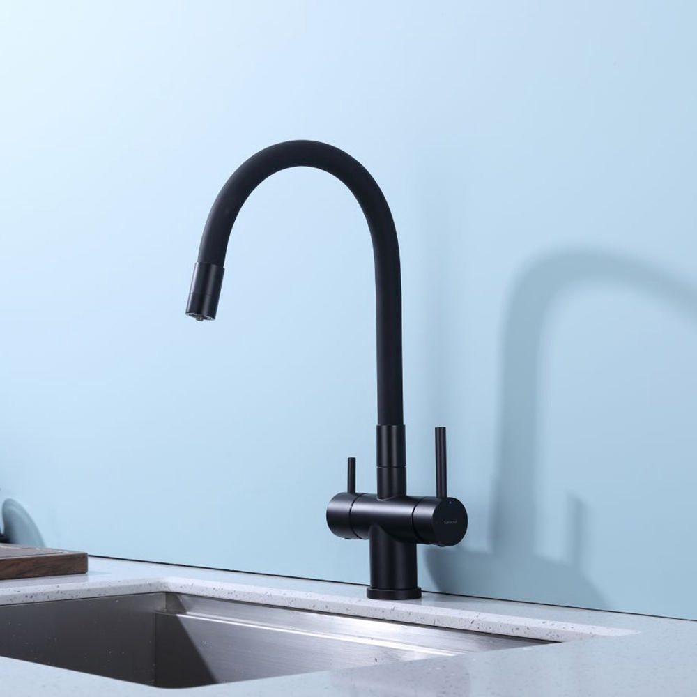 Смеситель для кухни под фильтр с гибким изливом Splenka S70.64.06, чёрный — изображение 2