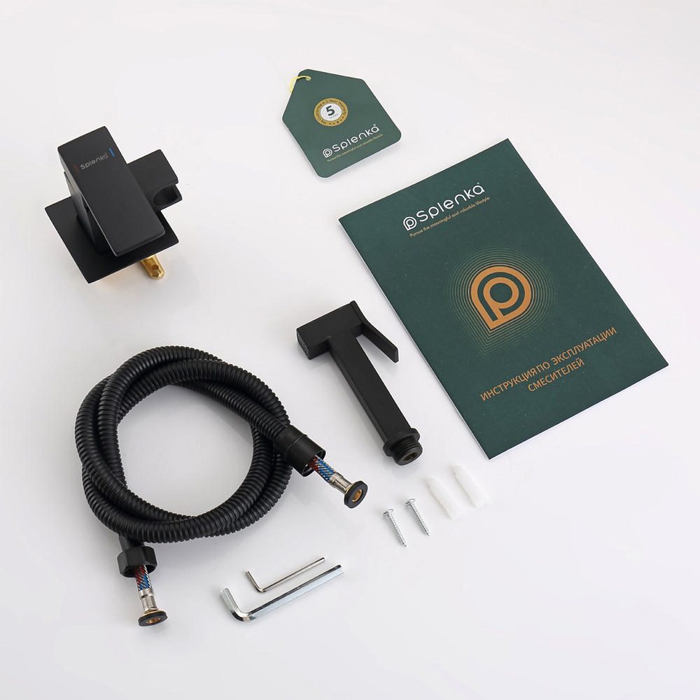 Смеситель скрытого монтажа для гигиенического душа Splenka S98.52.06, чёрный — изображение 7