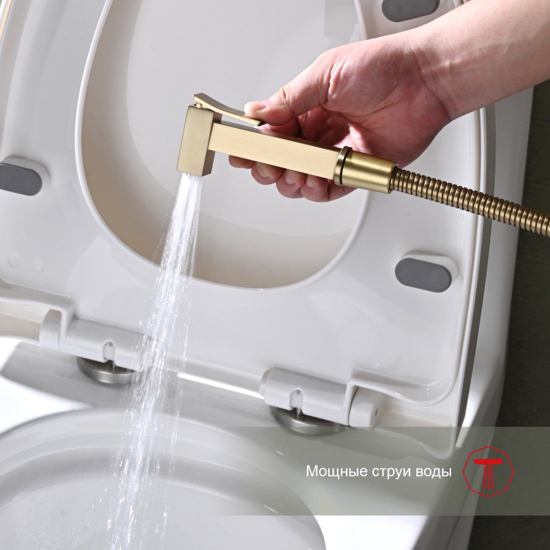 Смеситель для гигиенического душа Raglo R01.51.03, золотой сатин — изображение 8