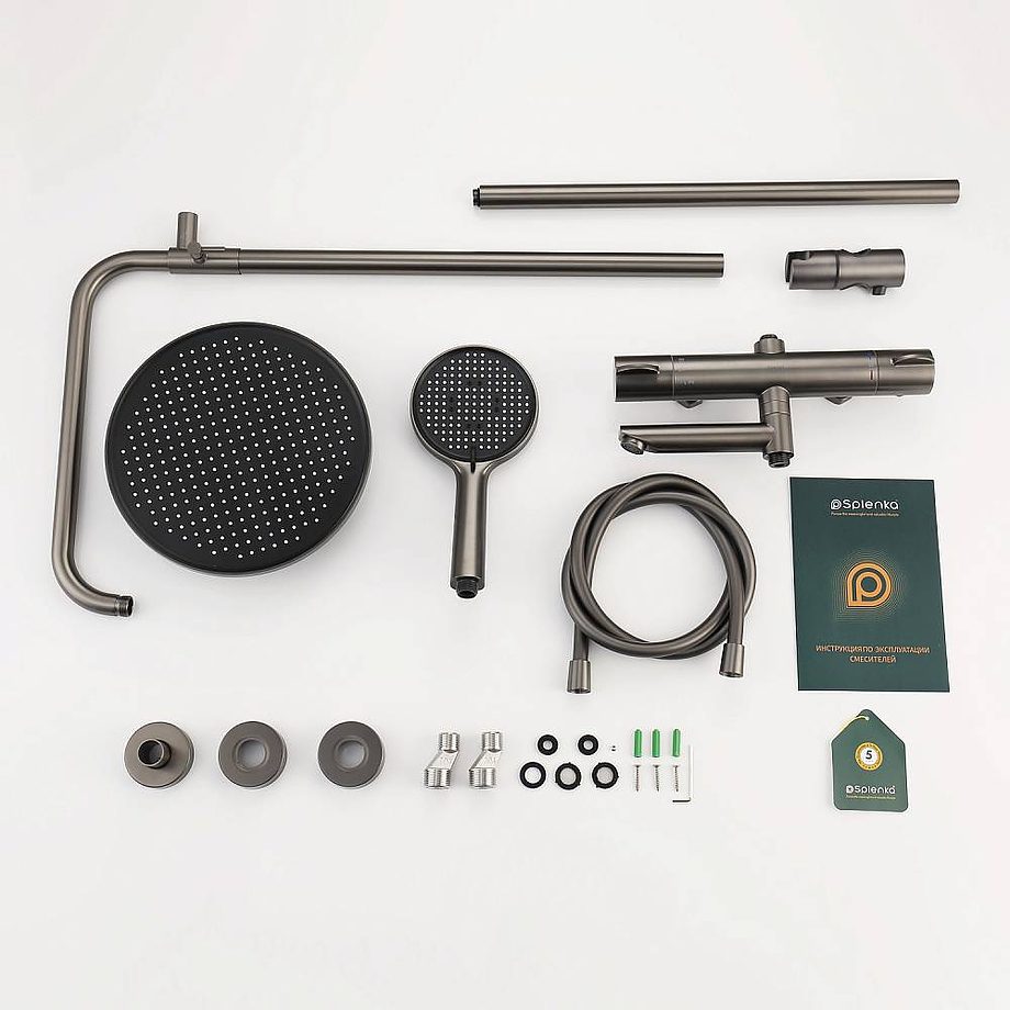 Душевая система с термостатическим смесителем Splenka S223.26.09, графит — изображение 13