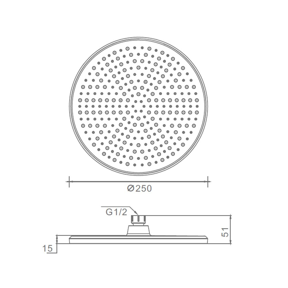Верхняя лейка 25 см, тропический душ Raglo R451.50.06, чёрный — изображение 2