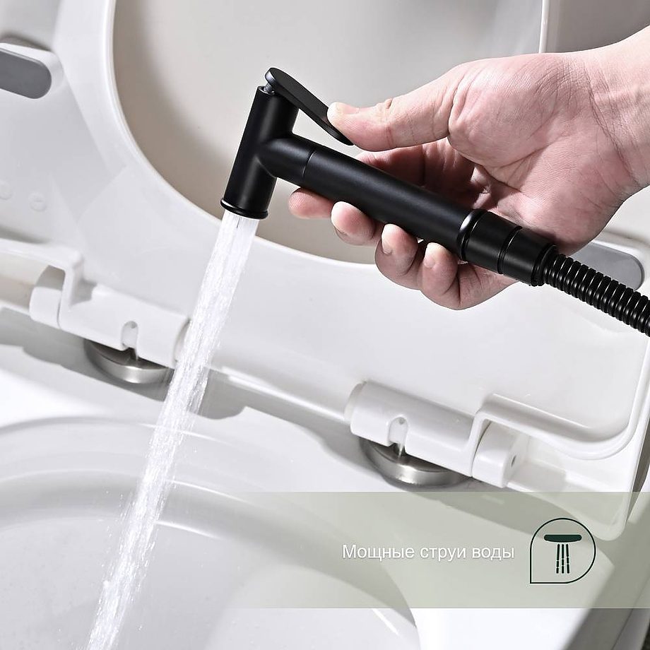 Смеситель скрытого монтажа для гигиенического душа Splenka S30.53.06, чёрный — изображение 6