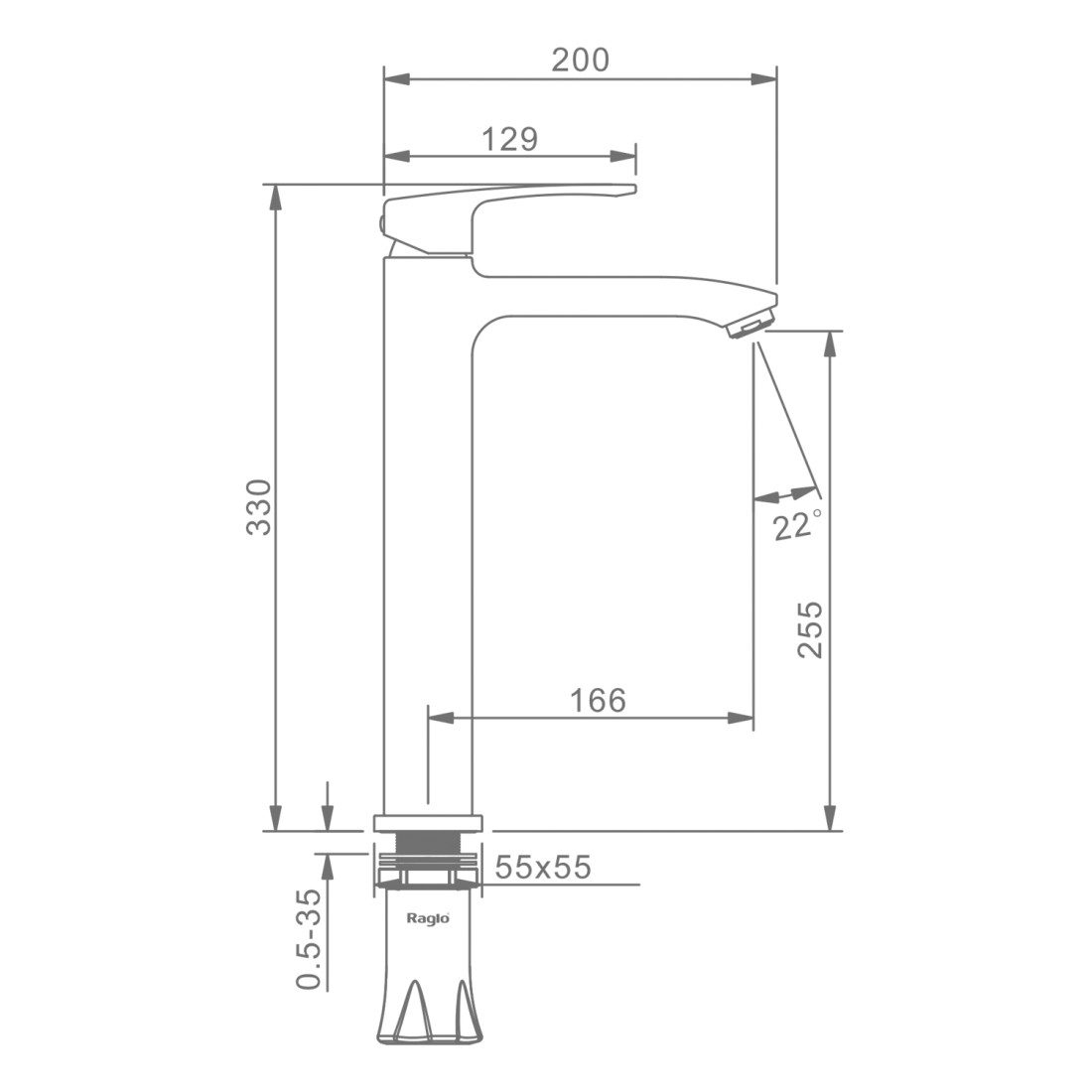 Смеситель для умывальника Raglo R01.15.03, золотой сатин — изображение 11