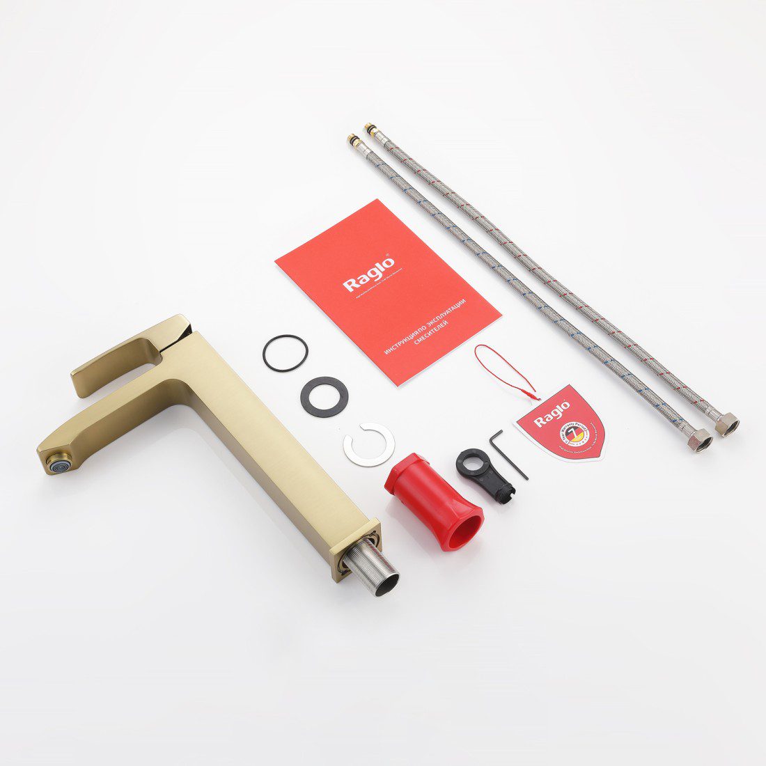 Смеситель для умывальника Raglo R01.15.03, золотой сатин — изображение 6