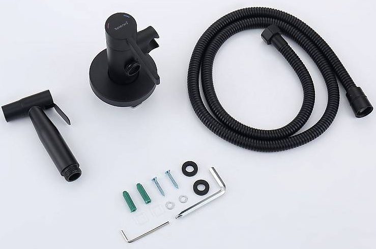 Смеситель скрытого монтажа для гигиенического душа Splenka S221.52.06, чёрный — изображение 8