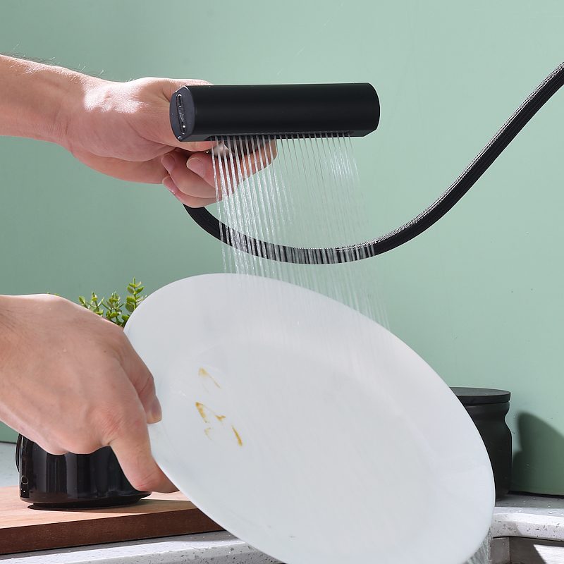 Смеситель для кухни с выдвижным изливом Splenka S206.49.06, чёрный — изображение 8