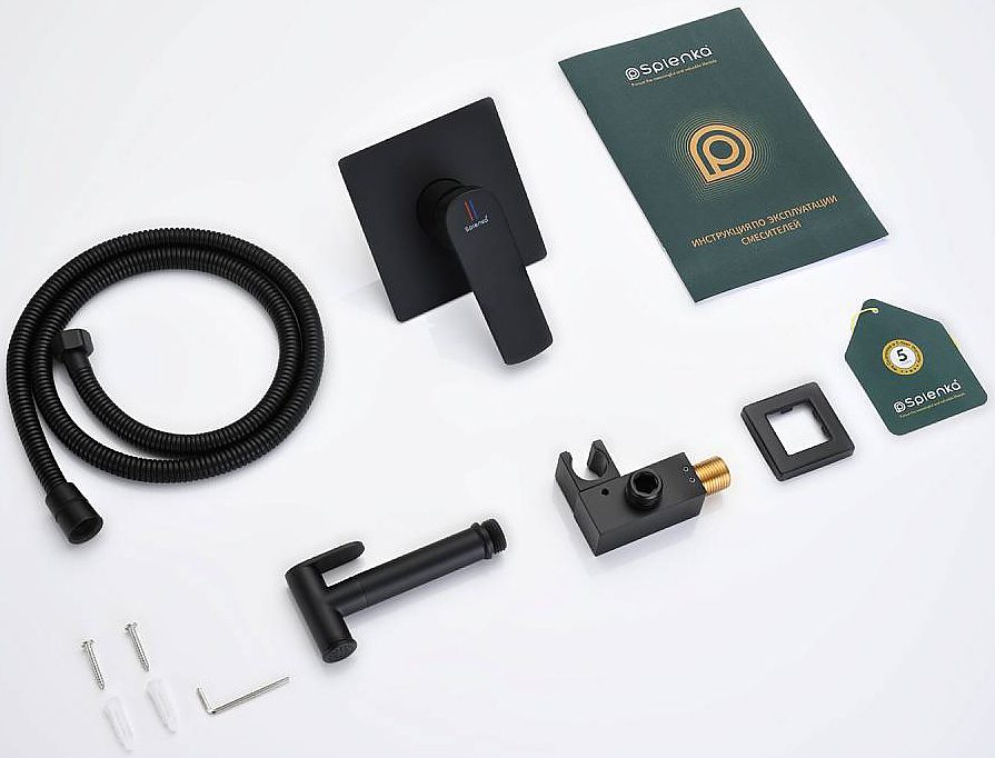 Смеситель скрытого монтажа для гигиенического душа Splenka S30.53.06, чёрный — изображение 9