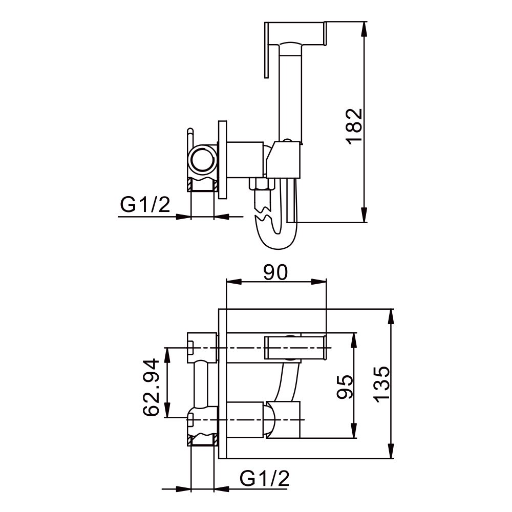 Смеситель скрытого монтажа для гигиенического душа Splenka S96.52 — изображение 2