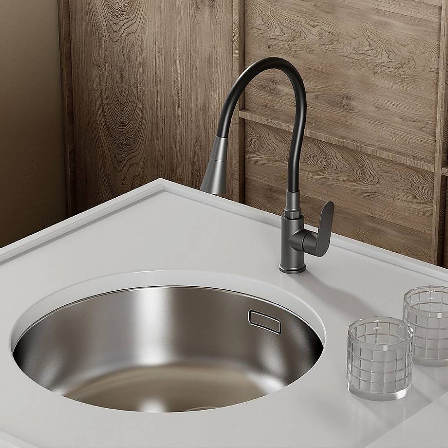 Смеситель для кухни с гибгим издивом Splenka S41.43.09, графит — изображение 3