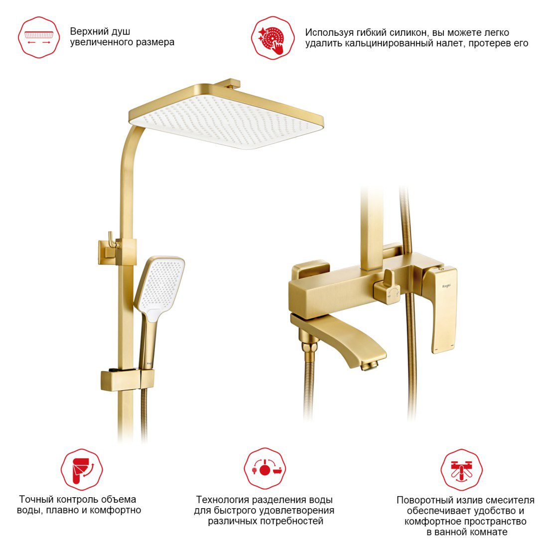 Душевая система Raglo R01.24.03, золотой сатин — изображение 3