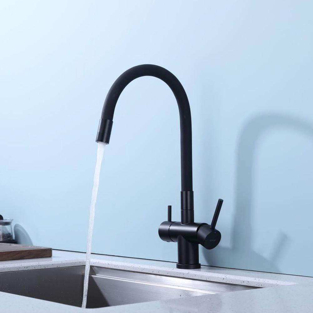 Смеситель для кухни под фильтр с гибким изливом Splenka S70.64.06, чёрный — изображение 3