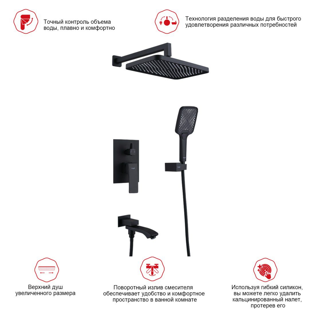 Душевая система скрытого монтажа Raglo R01.27.06, чёрный — изображение 2