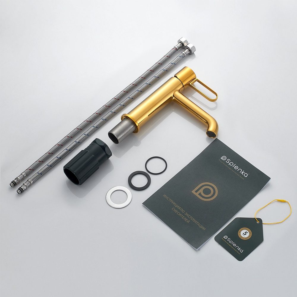 Смеситель для умывальника Splenka S03.10.23, золото — изображение 7