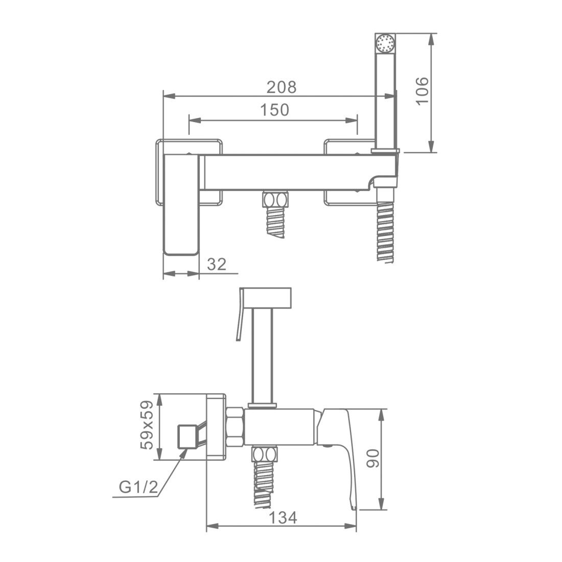 Смеситель для гигиенического душа Raglo R01.51.06, чёрный — изображение 3