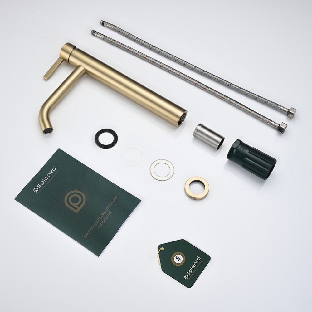 Смеситель для умывальника Splenka S221.15.03, золотой сатин — изображение 3