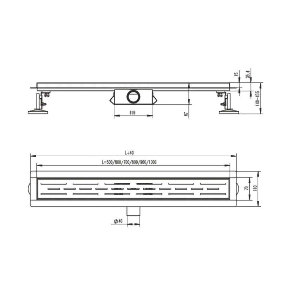 Трап для душа Raglo R652.80.06 линейный, "под плитку", 80 см, чёрный — изображение 2