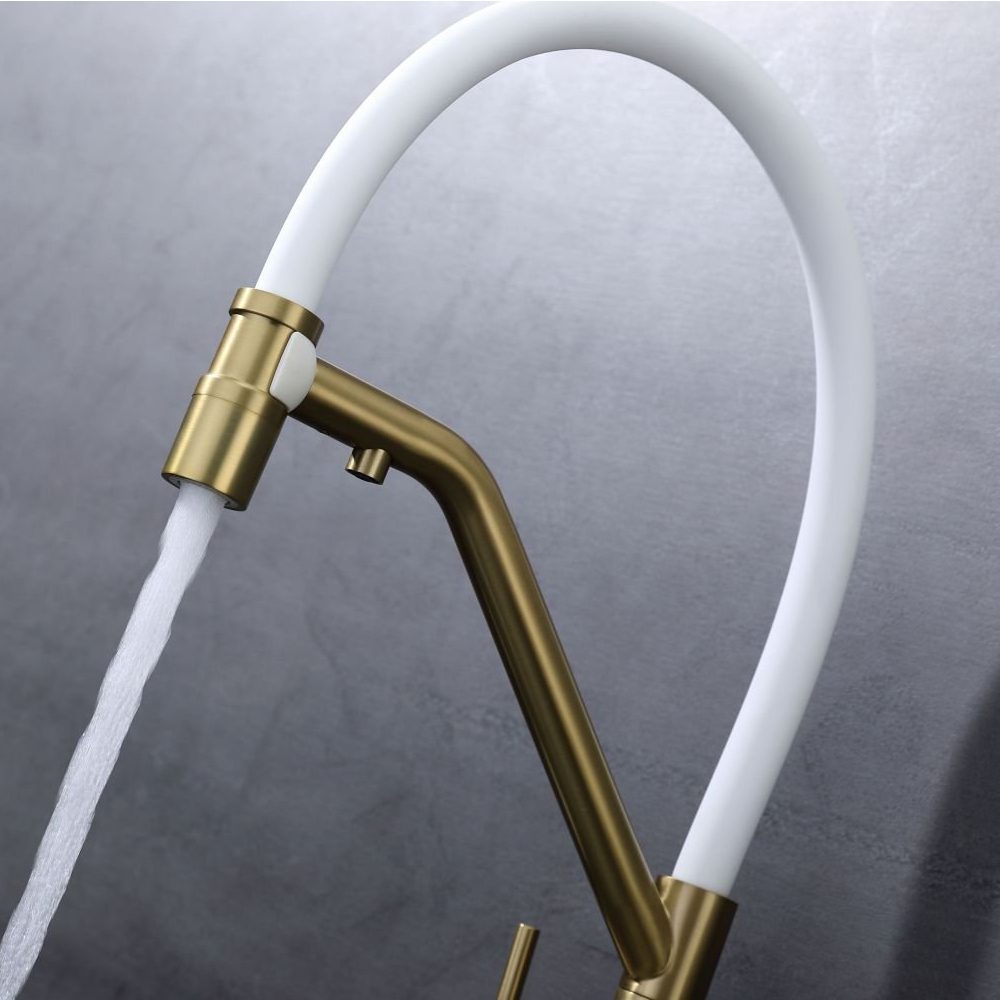 Смеситель для кухни под фильтр с гибким изливом Splenka S70.62.03, золотой сатин — изображение 7