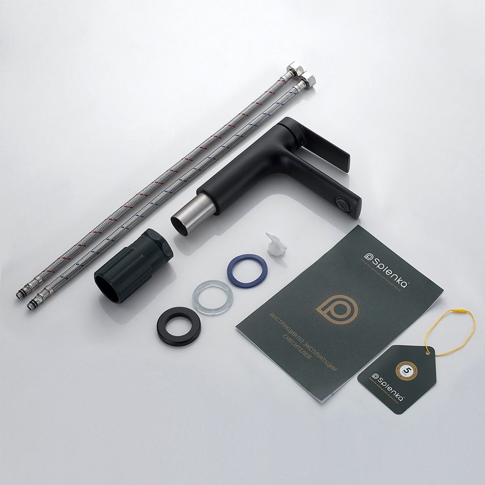 Смеситель для умывальника Splenka S50.10.06, чёрный — изображение 6