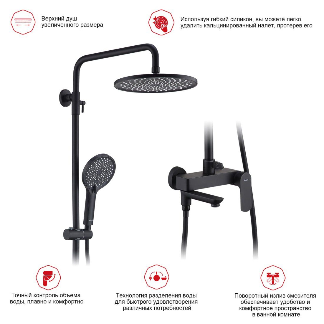 Душевая система Raglo R03.24.06, чёрный — изображение 7
