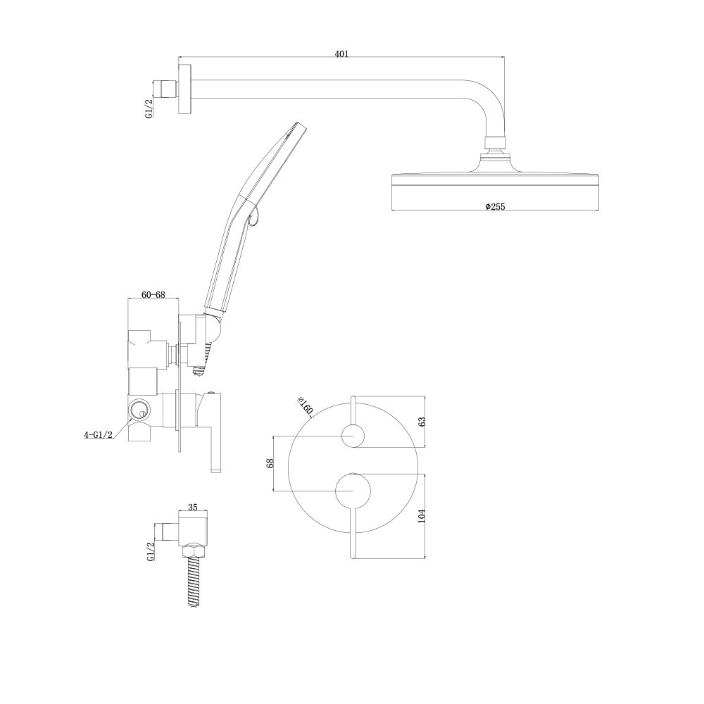 Душевая система скрытого монтажа Splenka S222.27.06, чёрный — изображение 2