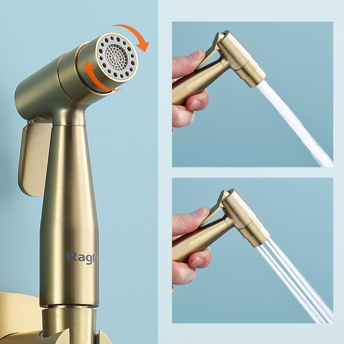 Смеситель скрытого монтажа для гигиенического душа Raglo R20.52.03, золотой сатин — изображение 7