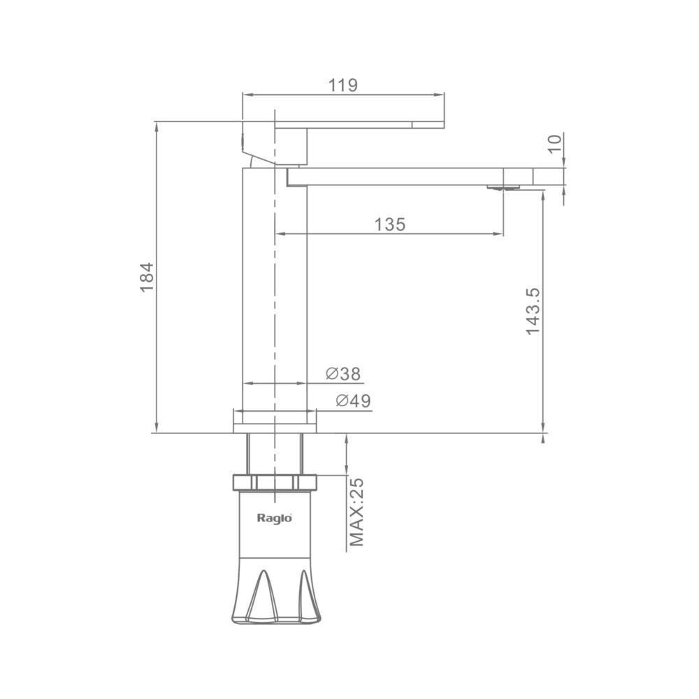 Смеситель для умывальника Raglo R10.10.05, сатин — изображение 4