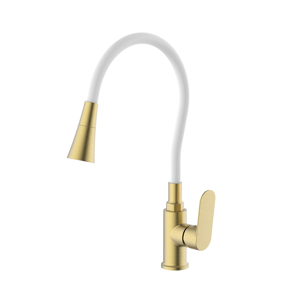 Смеситель для кухни с гибгим издивом Splenka S41.43.03, золотой сатин