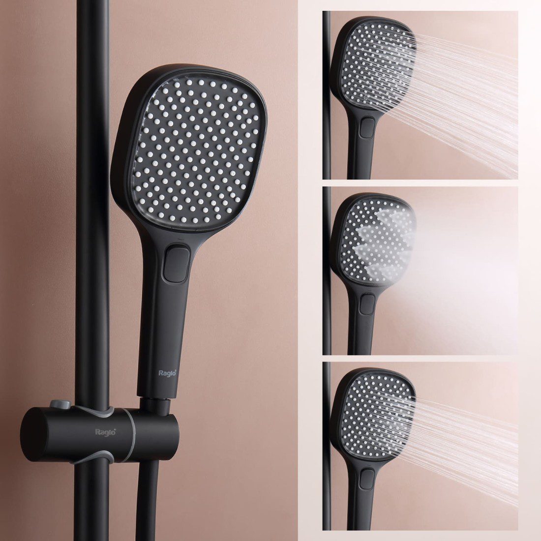 Душевая система с термостатическим смесителем Raglo R22.26.06, чёрный — изображение 6