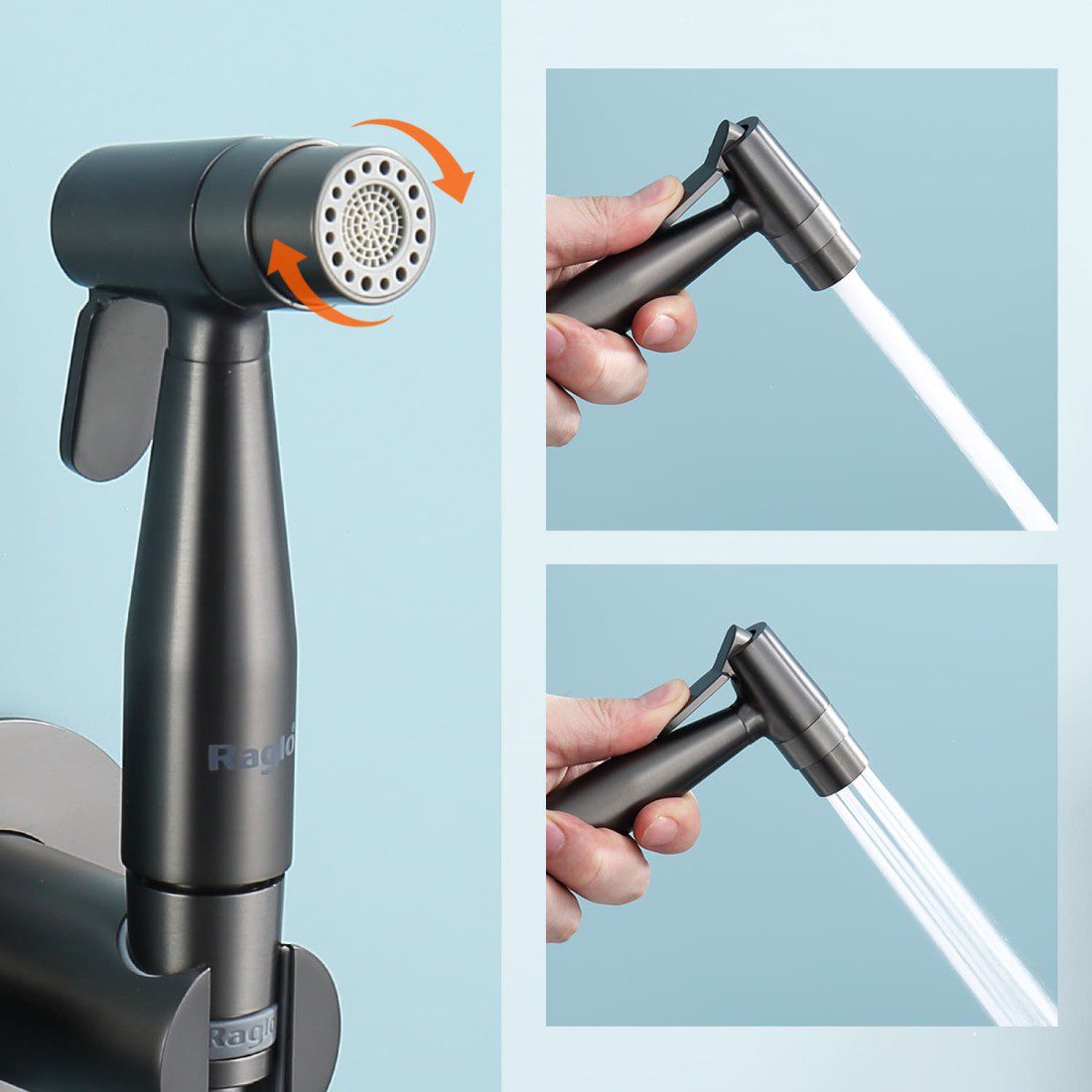 Смеситель скрытого монтажа для гигиенического душа Raglo R20.52.09, графит — изображение 9