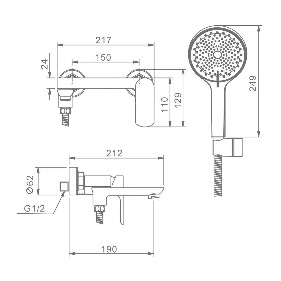 Смеситель для ванны Raglo R03.30.09, графит — изображение 11