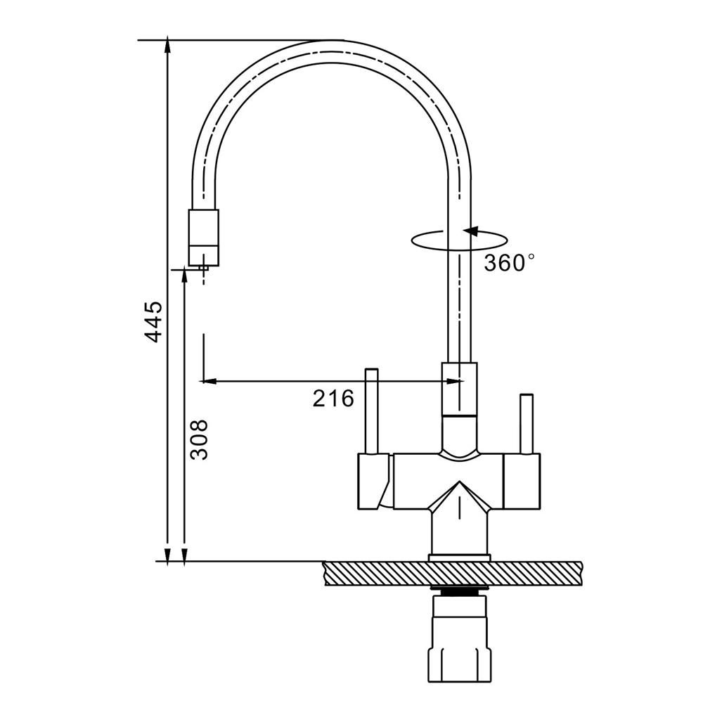 Смеситель для кухни под фильтр с гибким изливом Splenka S70.64.03, золотой сатин — изображение 10