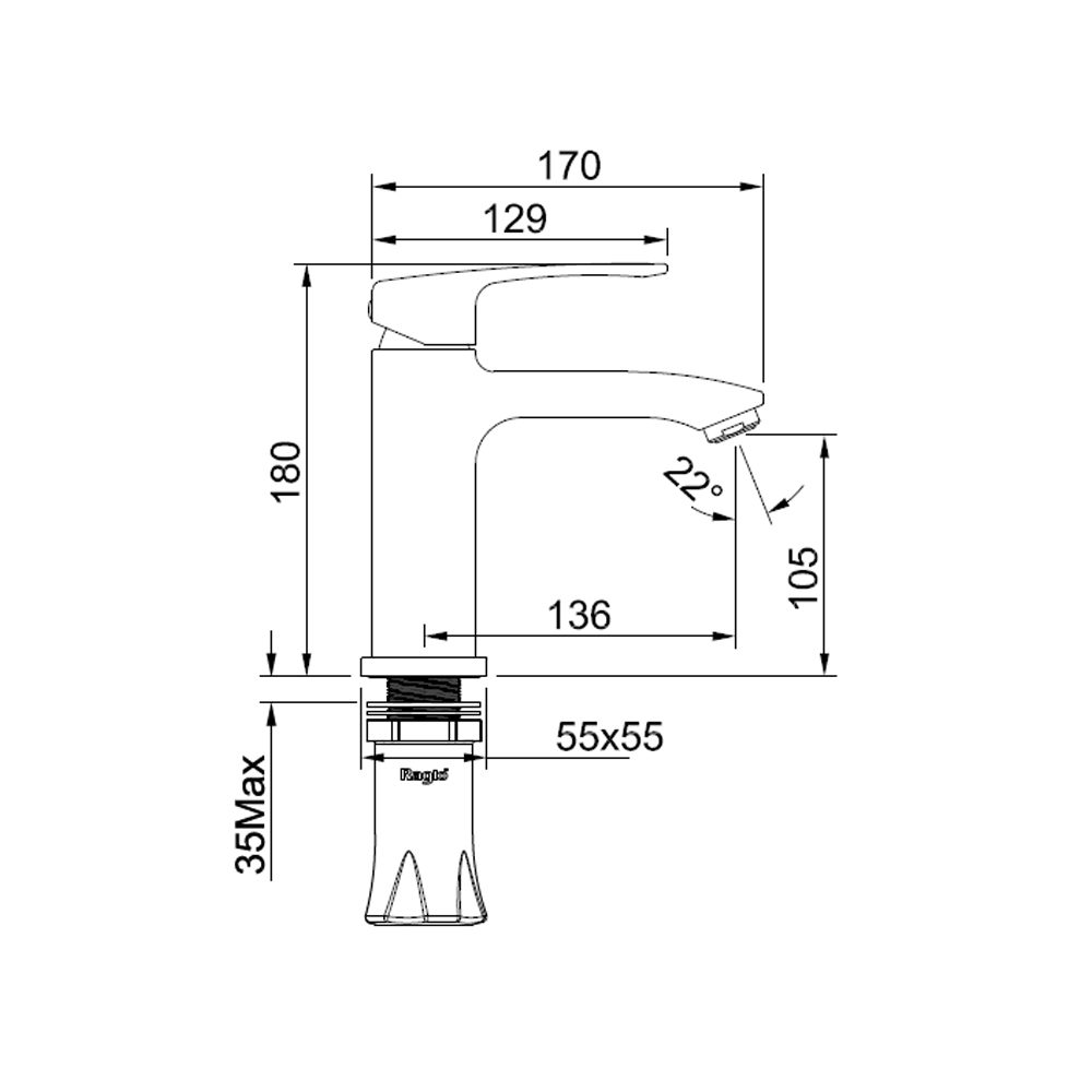 Смеситель для умывальника Raglo R01.10.06, чёрный — изображение 2